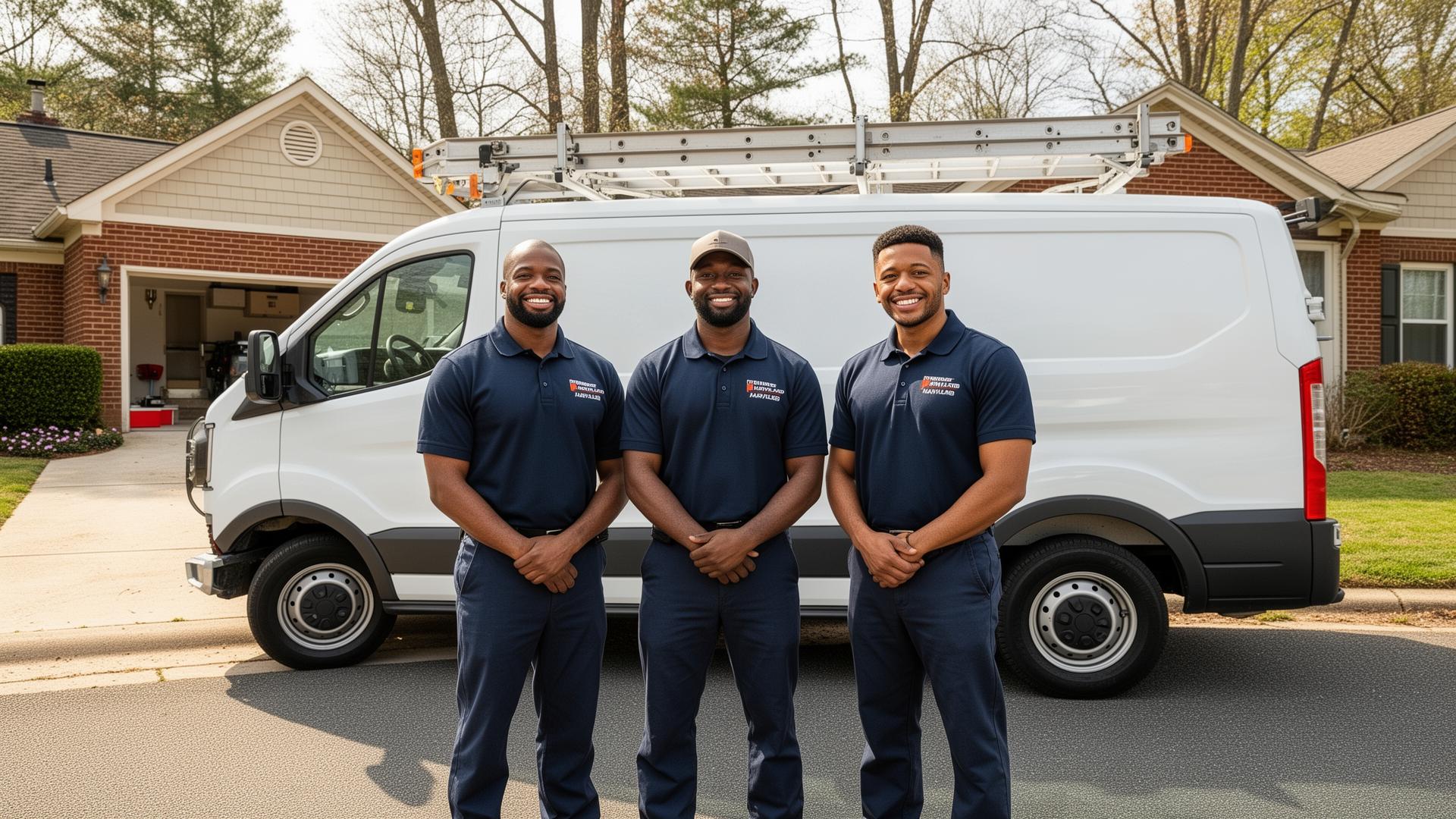 5 Pillars DMV technician team in front of a service van
